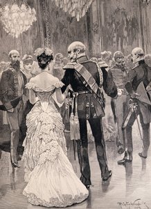 Il re di Prussia a un ballo di corte nel 1862, indicando Bismarck, il suo nuovo ministro di stato, da 